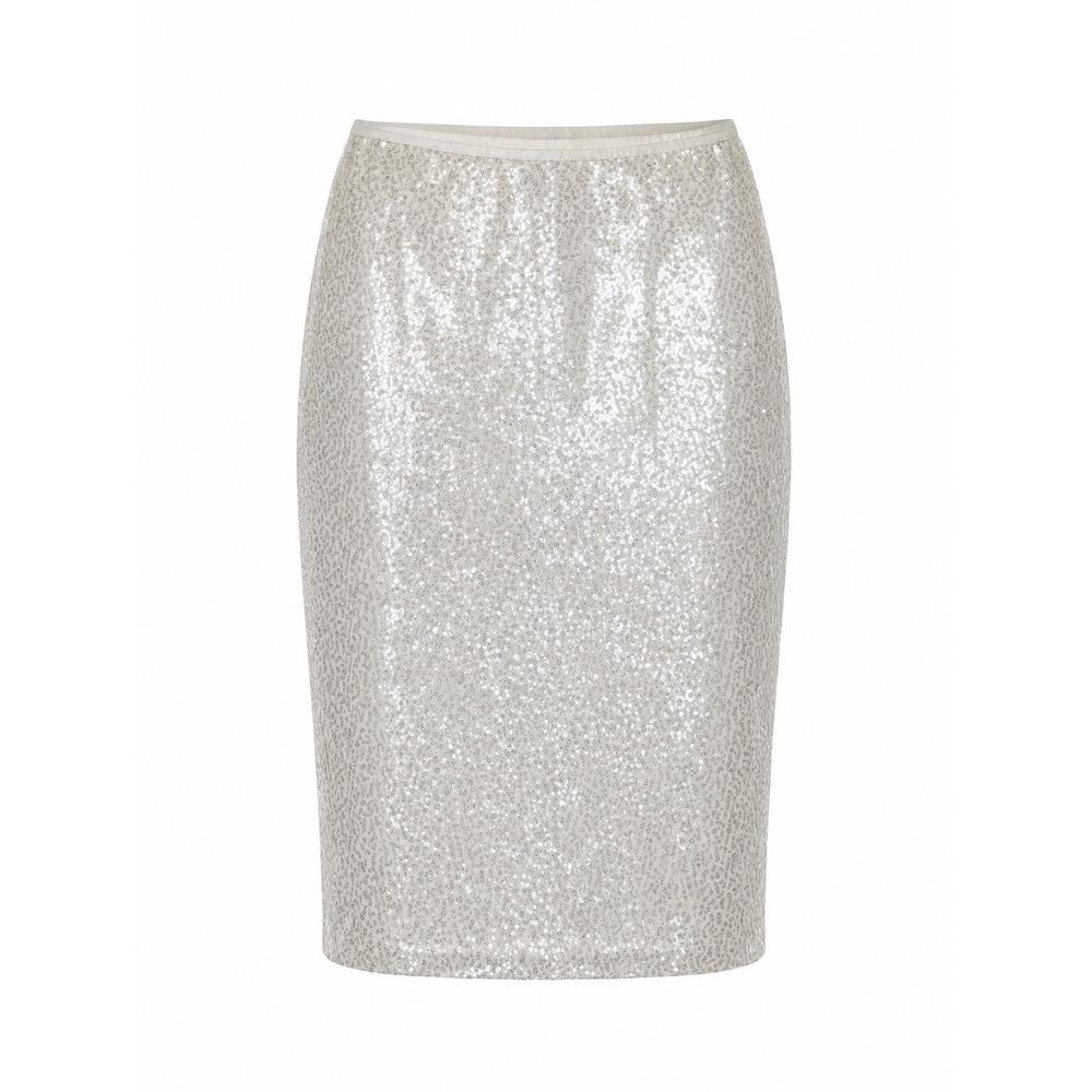 Chico's Sequin Pencil Skirt Ivory Ecru NWT Size 2 Party Holiday Glam
